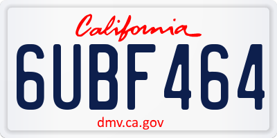CA license plate 6UBF464