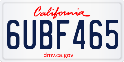 CA license plate 6UBF465