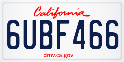 CA license plate 6UBF466