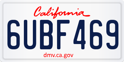 CA license plate 6UBF469
