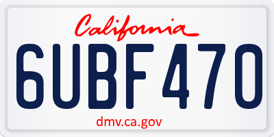 CA license plate 6UBF470