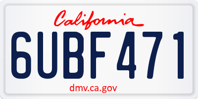 CA license plate 6UBF471