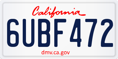 CA license plate 6UBF472