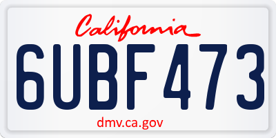 CA license plate 6UBF473
