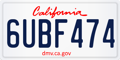 CA license plate 6UBF474