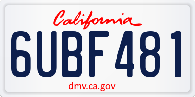 CA license plate 6UBF481