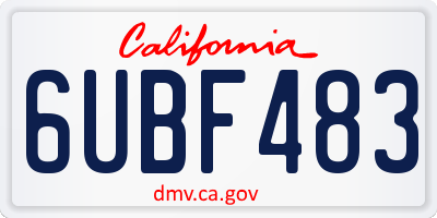 CA license plate 6UBF483