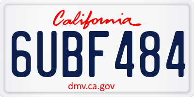CA license plate 6UBF484