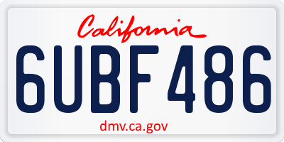 CA license plate 6UBF486