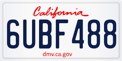 CA license plate 6UBF488