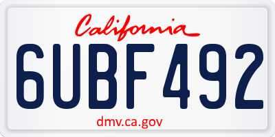 CA license plate 6UBF492