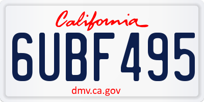 CA license plate 6UBF495