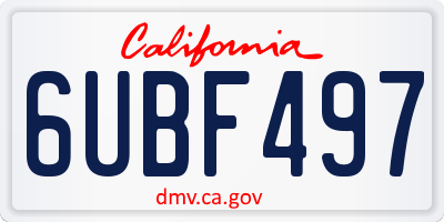 CA license plate 6UBF497