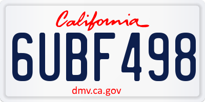 CA license plate 6UBF498