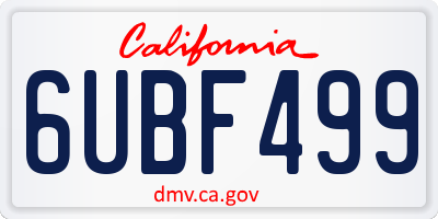 CA license plate 6UBF499