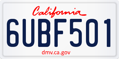 CA license plate 6UBF501