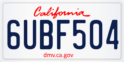 CA license plate 6UBF504