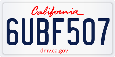 CA license plate 6UBF507