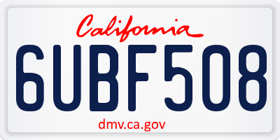 CA license plate 6UBF508