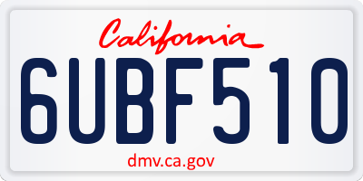 CA license plate 6UBF510