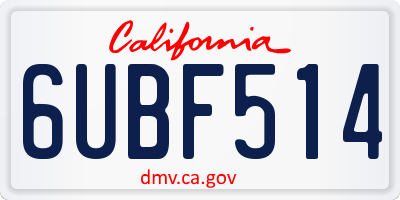 CA license plate 6UBF514