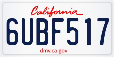 CA license plate 6UBF517