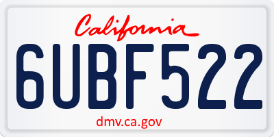 CA license plate 6UBF522