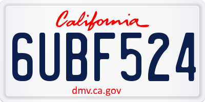 CA license plate 6UBF524