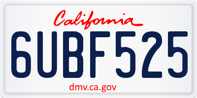 CA license plate 6UBF525
