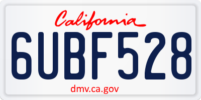 CA license plate 6UBF528