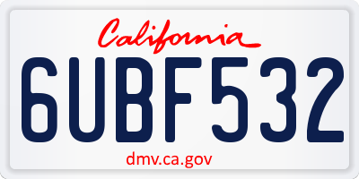 CA license plate 6UBF532
