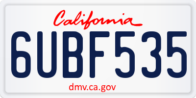 CA license plate 6UBF535