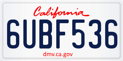 CA license plate 6UBF536