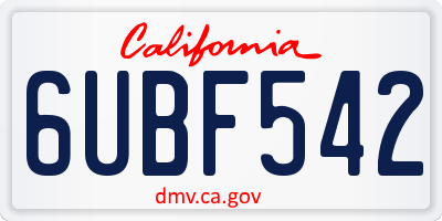 CA license plate 6UBF542