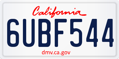 CA license plate 6UBF544