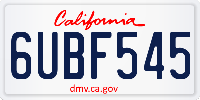 CA license plate 6UBF545