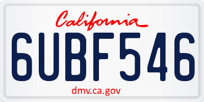 CA license plate 6UBF546