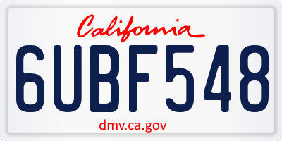CA license plate 6UBF548