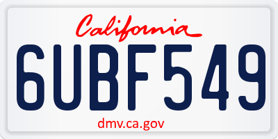 CA license plate 6UBF549