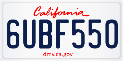 CA license plate 6UBF550