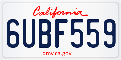CA license plate 6UBF559