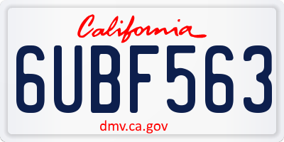 CA license plate 6UBF563