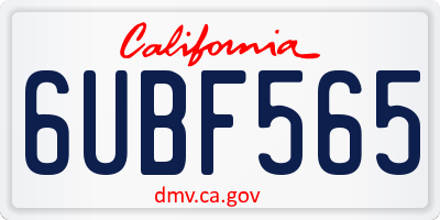 CA license plate 6UBF565