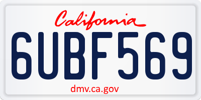CA license plate 6UBF569
