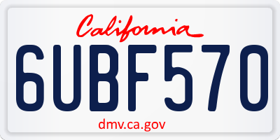 CA license plate 6UBF570