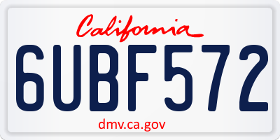 CA license plate 6UBF572