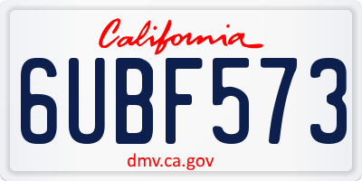 CA license plate 6UBF573
