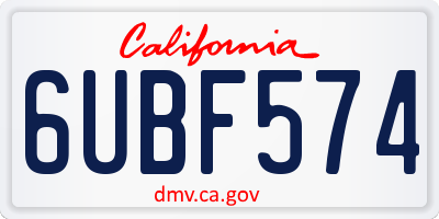 CA license plate 6UBF574