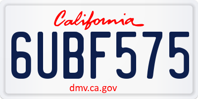 CA license plate 6UBF575