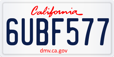 CA license plate 6UBF577